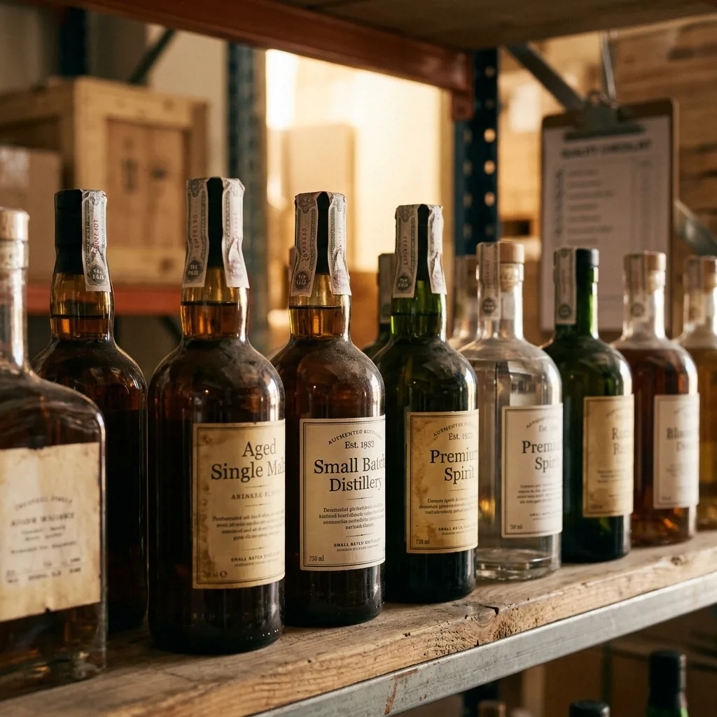 Оригинальные бутылки алкоголя с акцизными марками