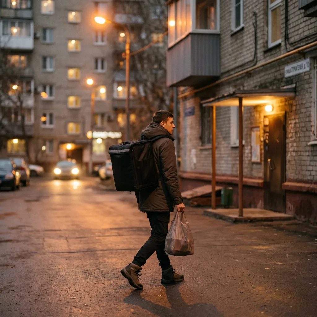 Курьер доставляет текилу в Москве