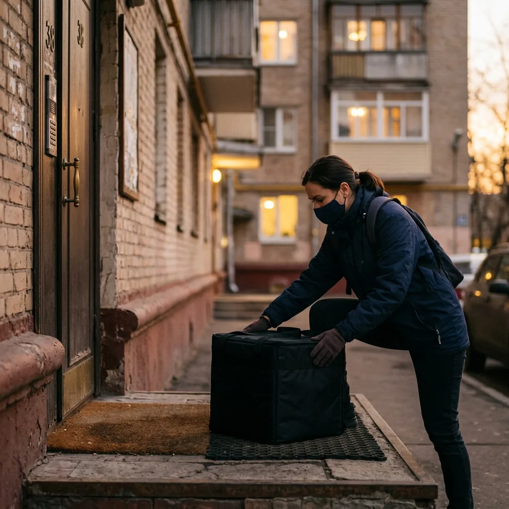 Курьер с термосумкой доставляет алкоголь