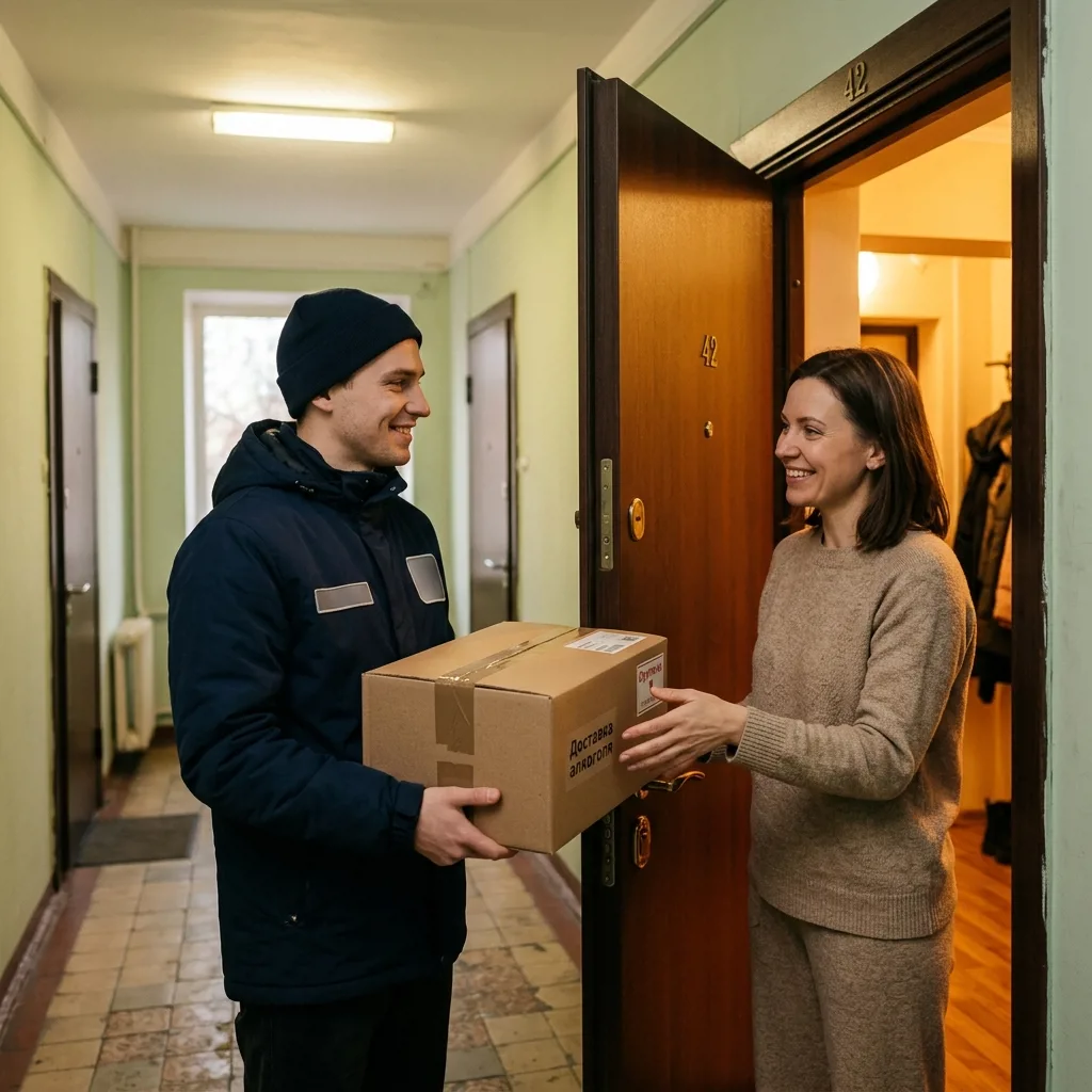 Курьер доставляет алкоголь в ЮВАО Москвы