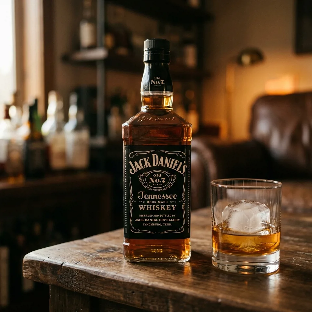 Бурбон Jack Daniel's в узнаваемой квадратной бутылке